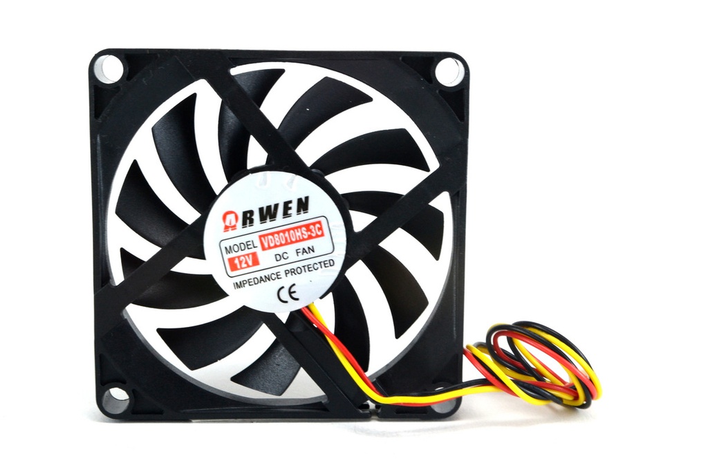 FAN 80x80x10mm 12VDC C/BUJE 3 CABLES