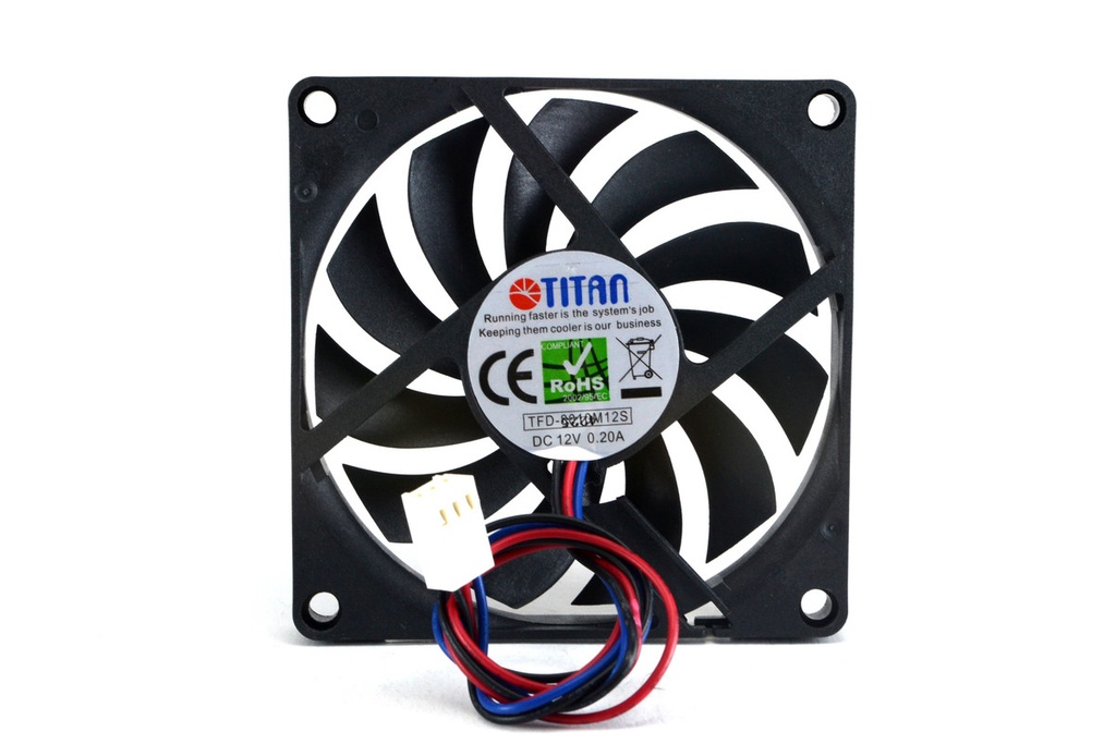 FAN 80x80x10mm 12VDC C/BUJE 3 CABLES