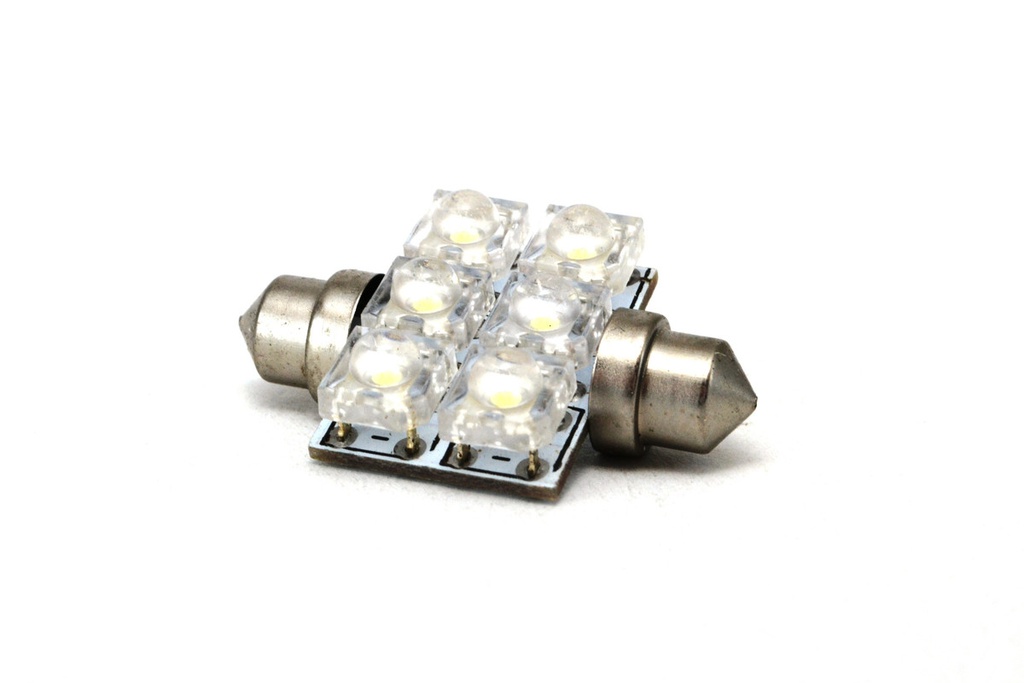 LAMPARA BLANCA 10x41mm C/6 LED 3mm