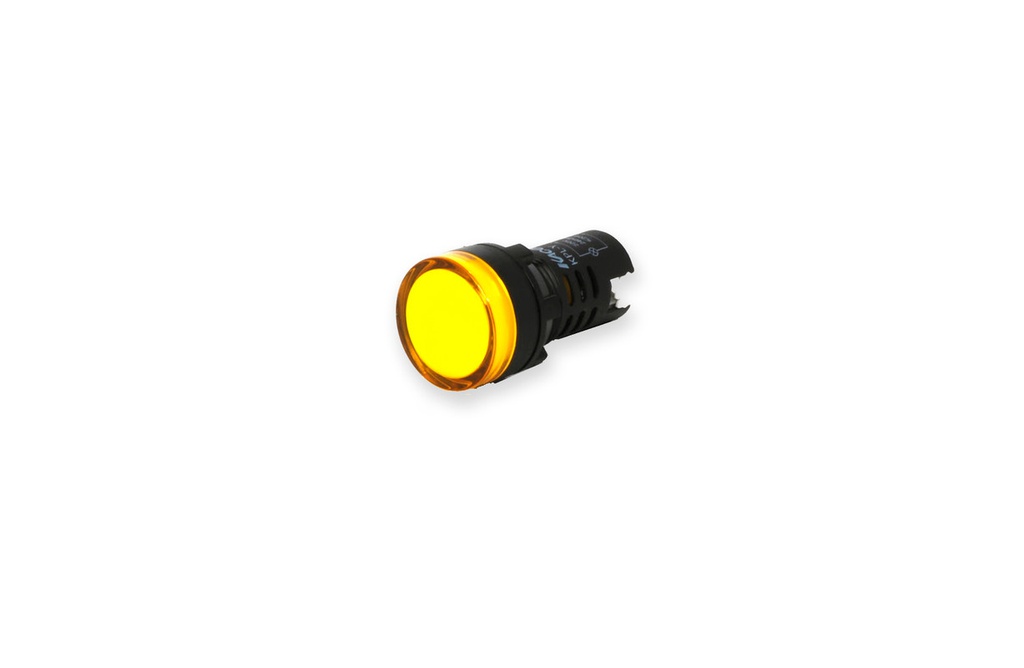 OJO DE BUEY AMARILLO 24V CA y CC REDONDO 22mm