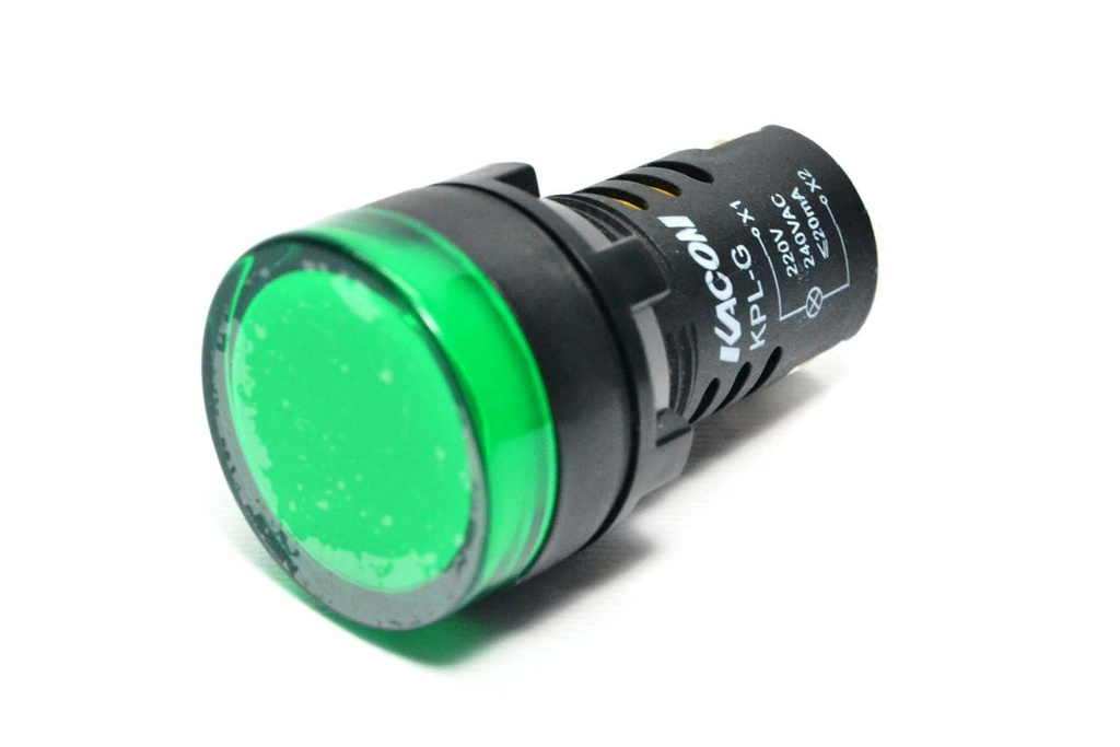 OJO DE BUEY 220V VERDE REDONDO 22mm