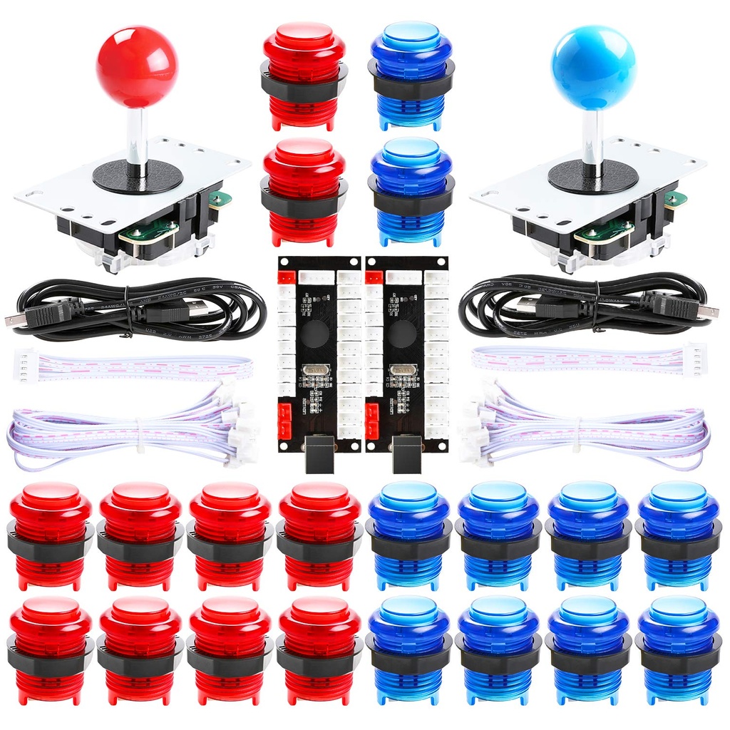 KIT DE JOYSTICKS Y PULSADORES PARA ARCADE 2 JUGADORES