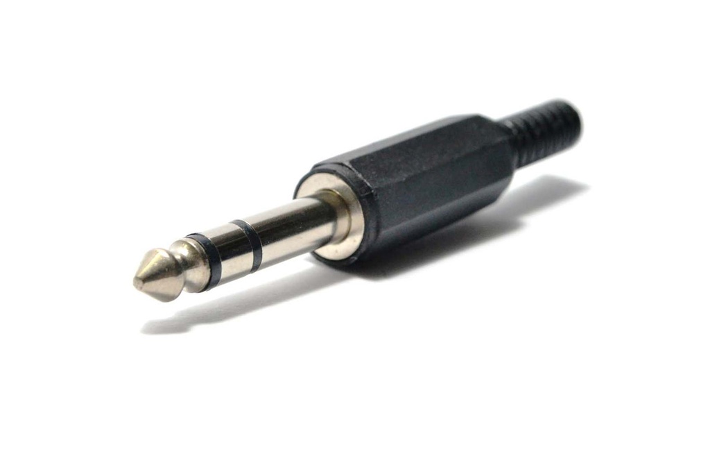 PLUG STEREO 6.3mm (1/4") NEGRO P/CABLE