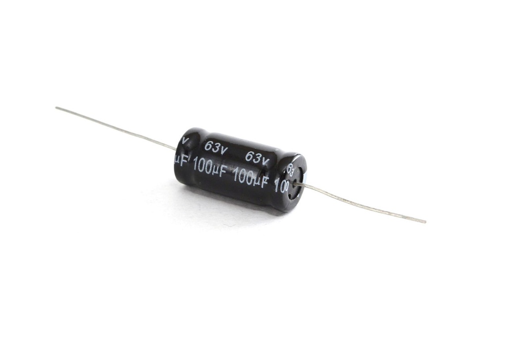 CAP. ELECTROLITICO AXIAL 105ºC 100uF 63V