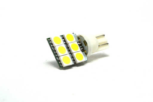 [L-AUTO-T10WX6] LED P/AUTO FORMATO T10 BLANCA 12V 6 LED 5050