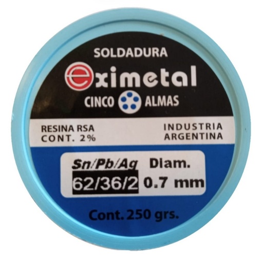 [EXIMETAL-PLATA0.7] ESTAÑO CON PLATA 62/36/2% ROLLO 1/4Kg EXIMETAL