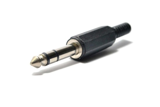 [PL-62PL] PLUG STEREO 6.3mm (1/4") NEGRO P/CABLE